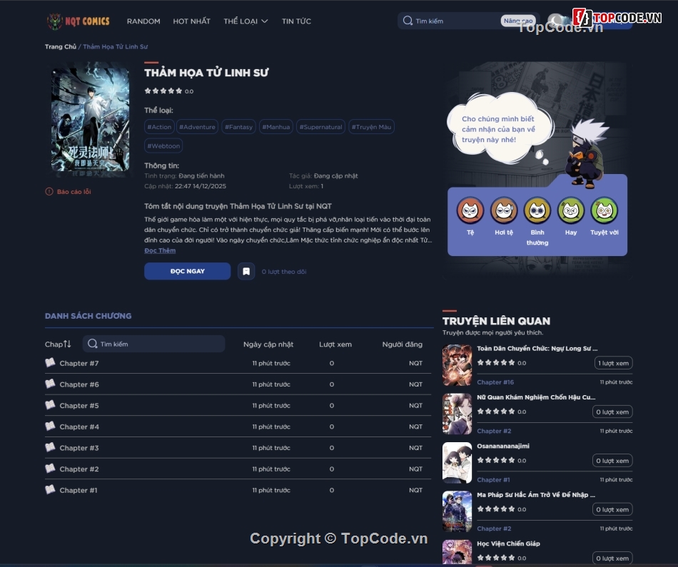 web truyện,code đọc truyện,otruyen,truyện tranh,theme truyện